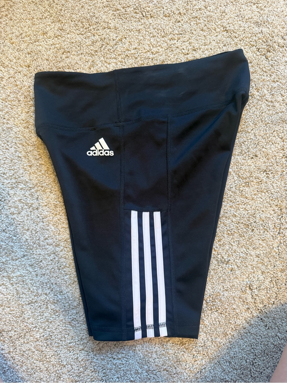 adidas Black Bike Shorts with White Side Stripes